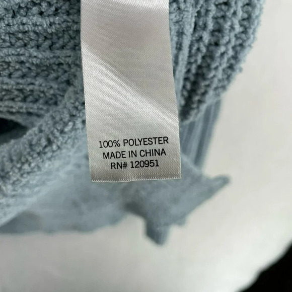 So. Pullover Sweater Women's XL Blue Eyelet V-Neck Ribbed Cable Knit Stretch - Picture 10 of 11